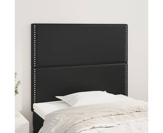 Tăblii de pat, 2 buc, negru, 100x5x78/88 cm, piele ecologică