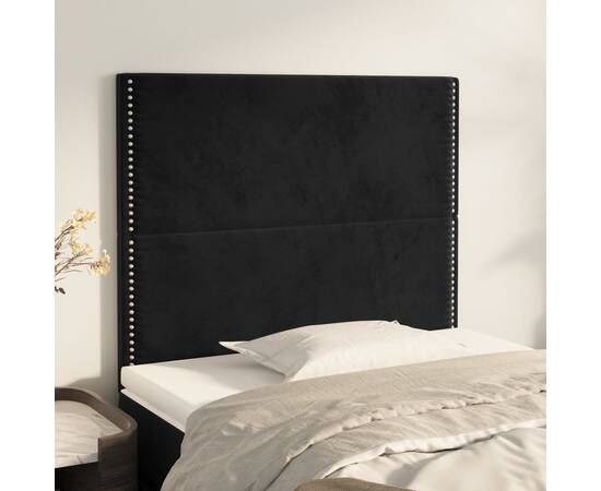 Tăblii de pat, 2 buc, negru, 90x5x78/88 cm, catifea