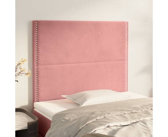 Tăblii de pat, 2 buc, roz, 100x5x78/88 cm, catifea