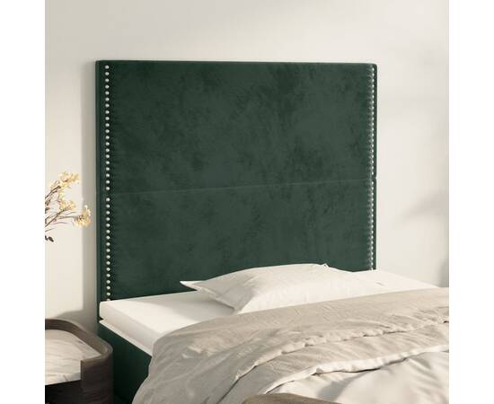 Tăblii de pat, 2 buc, verde închis, 80x5x78/88 cm, catifea