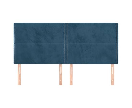 Tăblii de pat, 4 buc, albastru închis, 100x5x78/88 cm, catifea, 3 image
