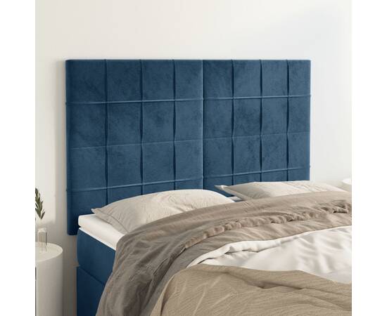 Tăblii de pat, 4 buc, albastru închis, 72x5x78/88 cm, catifea