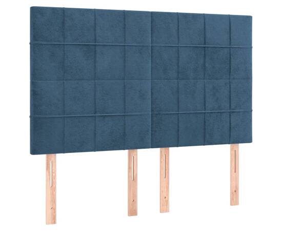 Tăblii de pat, 4 buc, albastru închis, 72x5x78/88 cm, catifea, 2 image