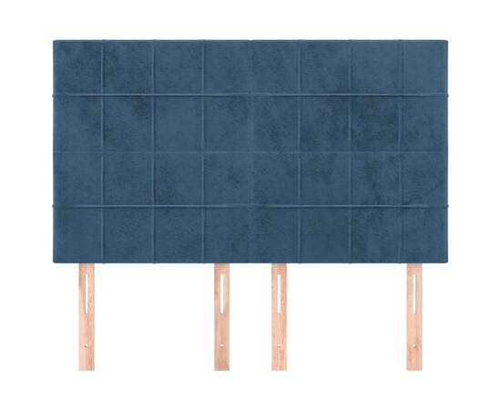 Tăblii de pat, 4 buc, albastru închis, 72x5x78/88 cm, catifea, 3 image