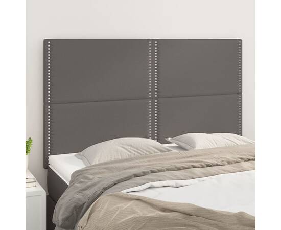 Tăblii de pat, 4 buc, gri, 72x5x78/88 cm, piele ecologică