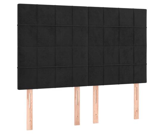Tăblii de pat, 4 buc, negru, 72x5x78/88 cm, catifea, 2 image