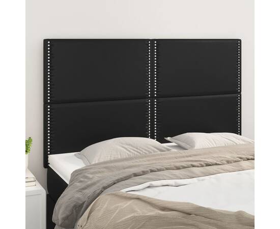 Tăblii de pat, 4 buc, negru, 72x5x78/88 cm, piele ecologică