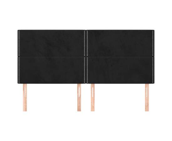 Tăblii de pat, 4 buc, negru, 80x5x78/88 cm, catifea, 3 image