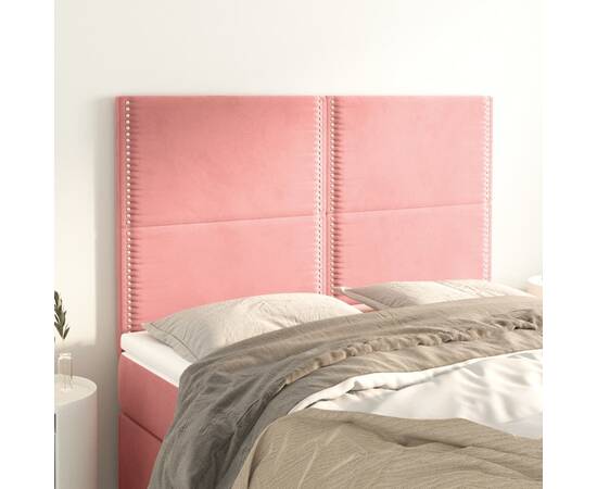 Tăblii de pat, 4 buc, roz, 72x5x78/88 cm, catifea
