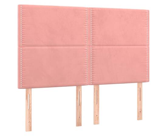 Tăblii de pat, 4 buc, roz, 72x5x78/88 cm, catifea, 2 image