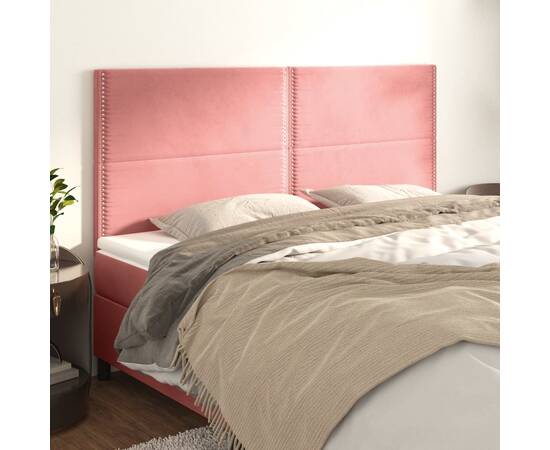 Tăblii de pat, 4 buc, roz, 80x5x78/88 cm, catifea