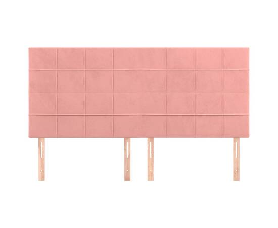 Tăblii de pat, 4 buc, roz, 80x5x78/88 cm, catifea, 3 image