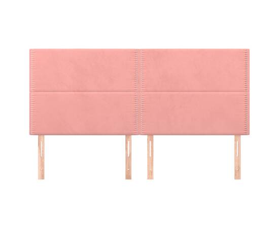 Tăblii de pat, 4 buc, roz, 80x5x78/88 cm, catifea, 3 image