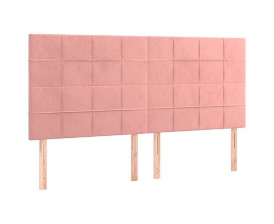 Tăblii de pat, 4 buc, roz, 80x5x78/88 cm, catifea, 2 image