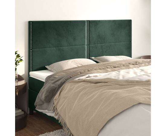 Tăblii de pat, 4 buc, verde închis, 100x5x78/88 cm, catifea