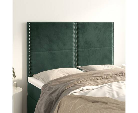 Tăblii de pat, 4 buc, verde închis, 72x5x78/88 cm, catifea