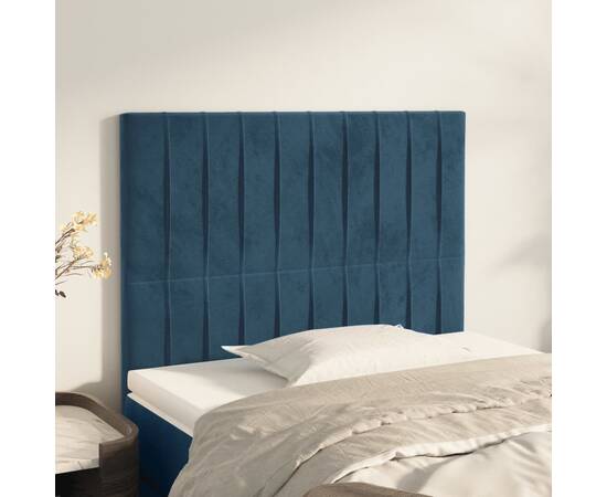 Tăblii de pat, 2 buc, albastru închis, 100x5x78/88 cm, catifea