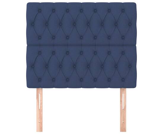 Tăblii de pat, 2 buc, albastru, 90x7x78/88 cm, textil, 3 image