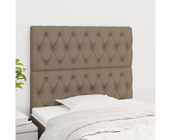 Tăblii de pat, 2 buc, gri taupe, 100x7x78/88 cm, textil