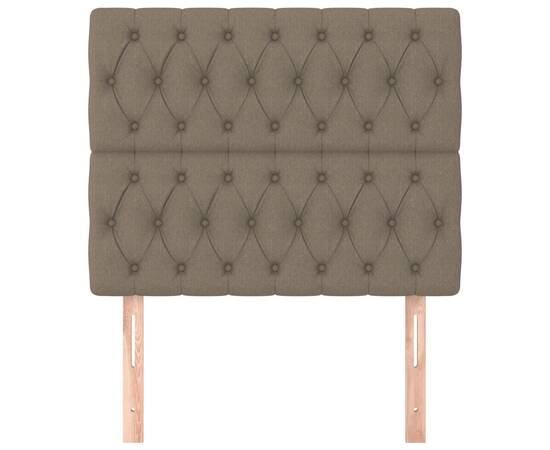 Tăblii de pat, 2 buc, gri taupe, 100x7x78/88 cm, textil, 3 image