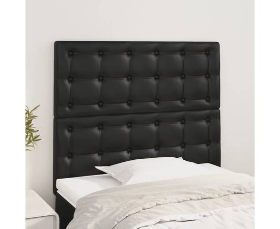 Tăblii de pat, 2 buc, negru, 100x5x78/88 cm, piele ecologică