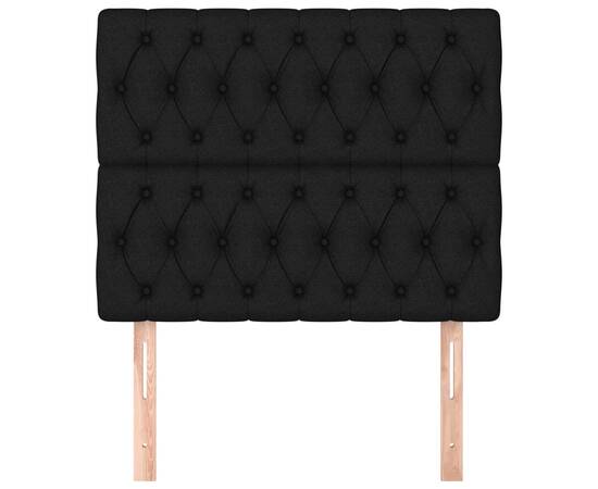 Tăblii de pat, 2 buc, negru, 100x7x78/88 cm, textil, 3 image