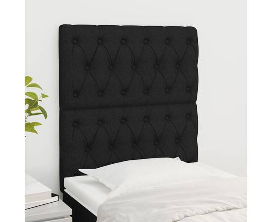 Tăblii de pat, 2 buc, negru, 80x7x78/88 cm, textil