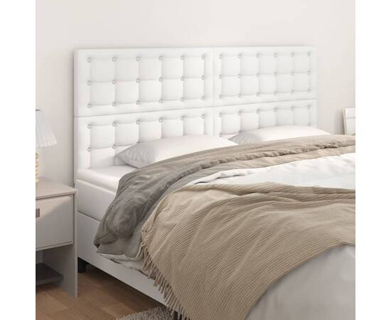 Tăblii de pat, 4 buc, alb, 90x5x78/88 cm, piele ecologică