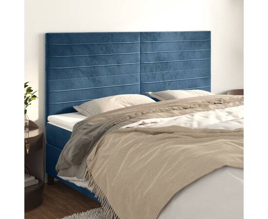 Tăblii de pat, 4 buc, albastru închis, 80x5x78/88 cm, catifea
