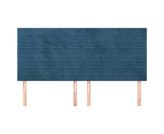 Tăblii de pat, 4 buc, albastru închis, 80x5x78/88 cm, catifea, 3 image