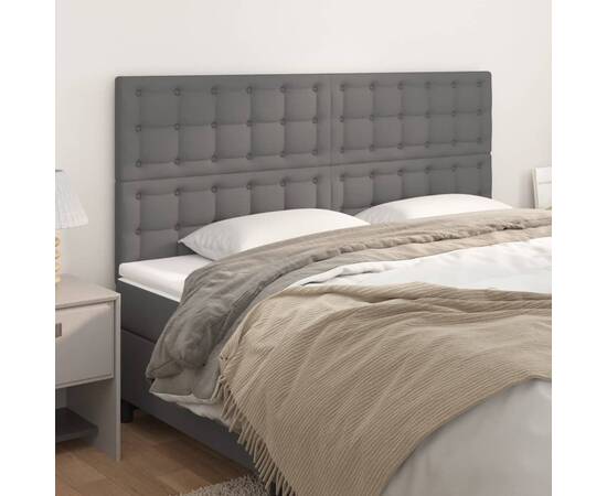 Tăblii de pat, 4 buc, gri, 100x5x78/88 cm, piele ecologică