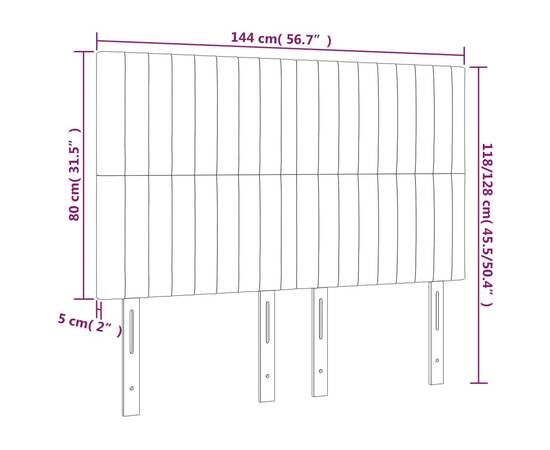 Tăblii de pat, 4 buc, gri deschis, 72x5x78/88 cm, catifea, 8 image