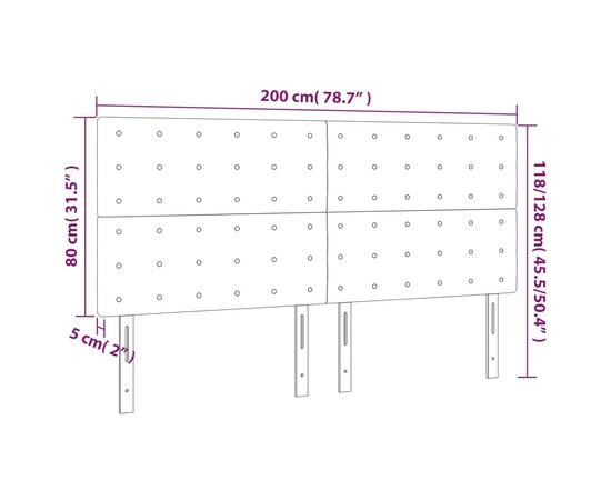 Tăblii de pat, 4 buc, negru, 100x5x78/88 cm, piele ecologică, 8 image