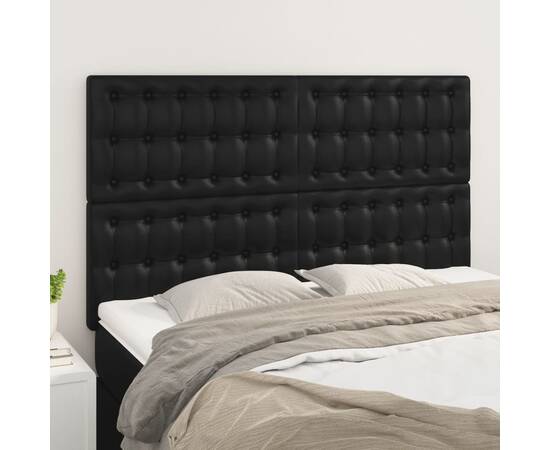 Tăblii de pat, 4 buc, negru, 72x5x78/88 cm, piele ecologică