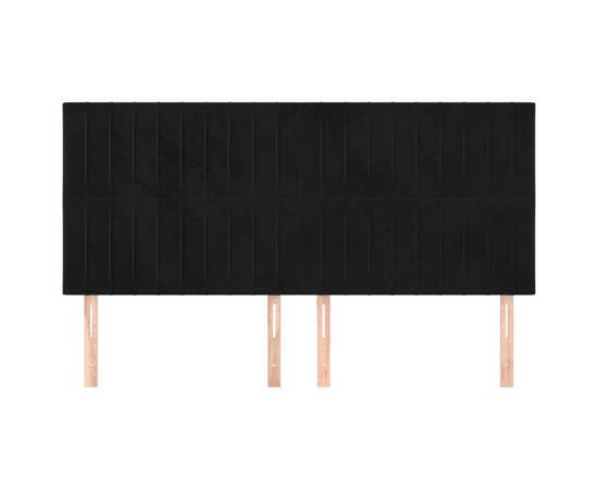 Tăblii de pat, 4 buc, negru, 90x5x78/88 cm, catifea, 3 image