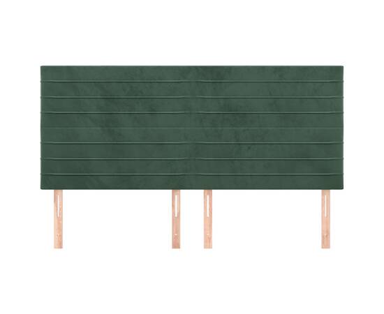 Tăblii de pat, 4 buc, verde închis, 100x5x78/88 cm, catifea, 3 image