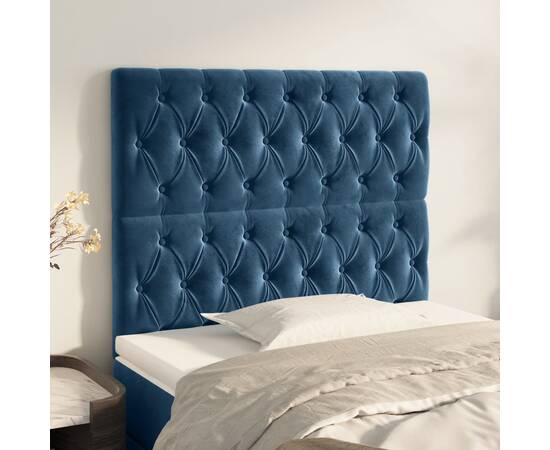 Tăblii de pat, 2 buc, albastru închis, 100x7x78/88 cm, catifea