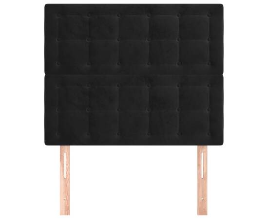 Tăblii de pat, 2 buc, negru, 100x5x78/88 cm, catifea, 3 image