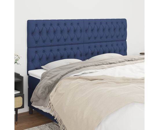 Tăblii de pat, 4 buc, albastru, 100x7x78/88 cm, textil
