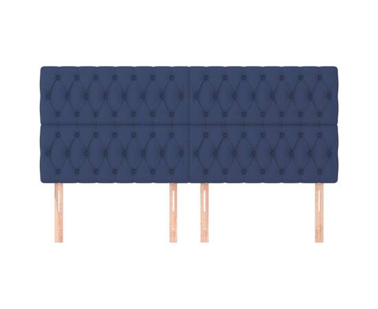 Tăblii de pat, 4 buc, albastru, 100x7x78/88 cm, textil, 3 image