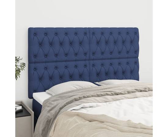 Tăblii de pat, 4 buc, albastru, 72x7x78/88 cm, textil