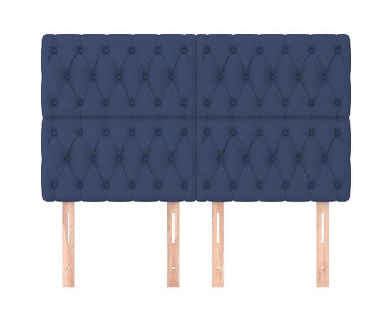 Tăblii de pat, 4 buc, albastru, 72x7x78/88 cm, textil, 3 image