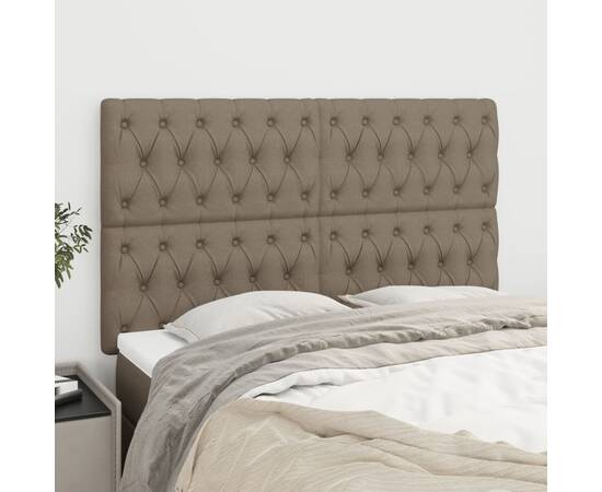 Tăblii de pat, 4 buc, gri taupe, 80x7x78/88 cm, textil