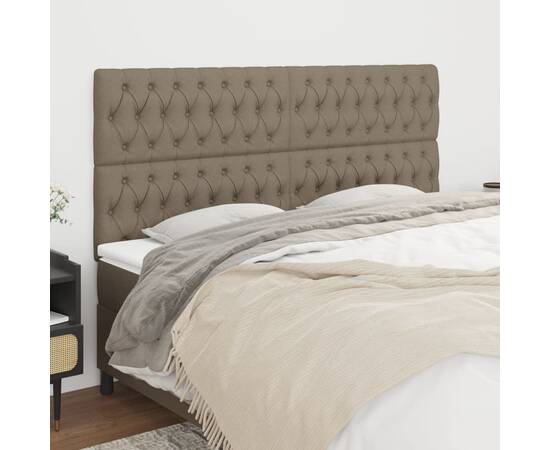 Tăblii de pat, 4 buc, gri taupe, 90x7x78/88 cm, textil