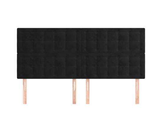 Tăblii de pat, 4 buc, negru, 100x5x78/88 cm, catifea, 3 image