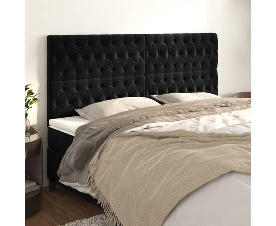 Tăblii de pat, 4 buc, negru, 100x7x78/88 cm, catifea
