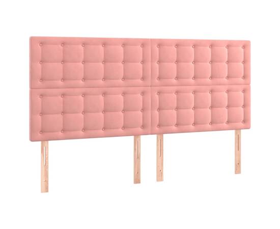 Tăblii de pat, 4 buc, roz, 100x5x78/88 cm, catifea, 2 image