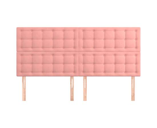 Tăblii de pat, 4 buc, roz, 100x5x78/88 cm, catifea, 3 image
