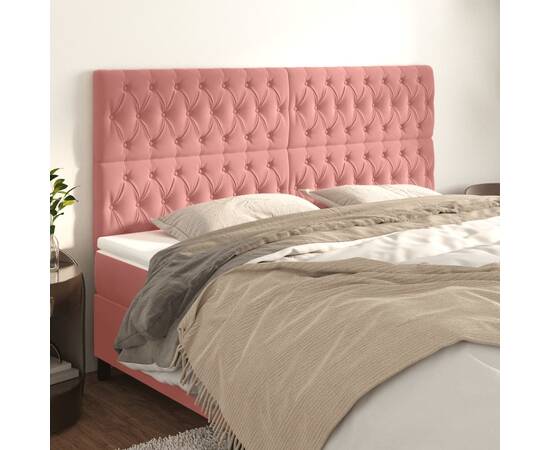 Tăblii de pat, 4 buc, roz, 90x7x78/88 cm, catifea