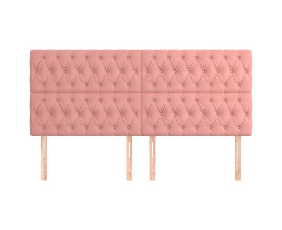 Tăblii de pat, 4 buc, roz, 90x7x78/88 cm, catifea, 3 image